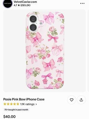 Velvet Caviar Posie Pink Bow iPhone Case - Pink Floral Bows